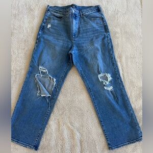 Express Modern Straight Jeans with Distressed Details Size 14 short